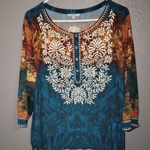 Jonh Mark Colorful Embroidered Women's Top XLP